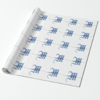monogram initial personalized business name blue