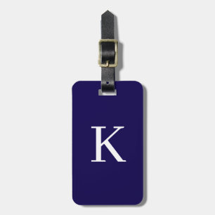 Monogram Initial Preppy Letter Navy Blue Gift Luggage Tag