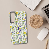 Monogram Initial Purple Yellow Wildflower Gift Her