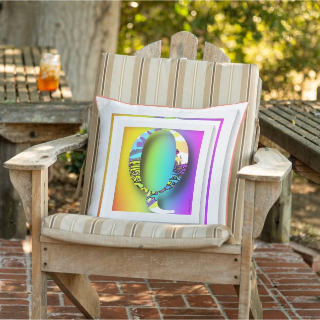 Monogram Initial Q Rainbow Outdoor Pillow (Chair)