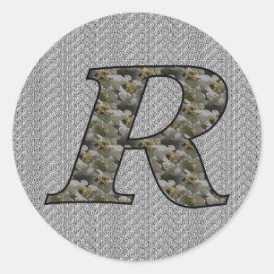 Monogram Initial R Hydrangea Floral Sticker