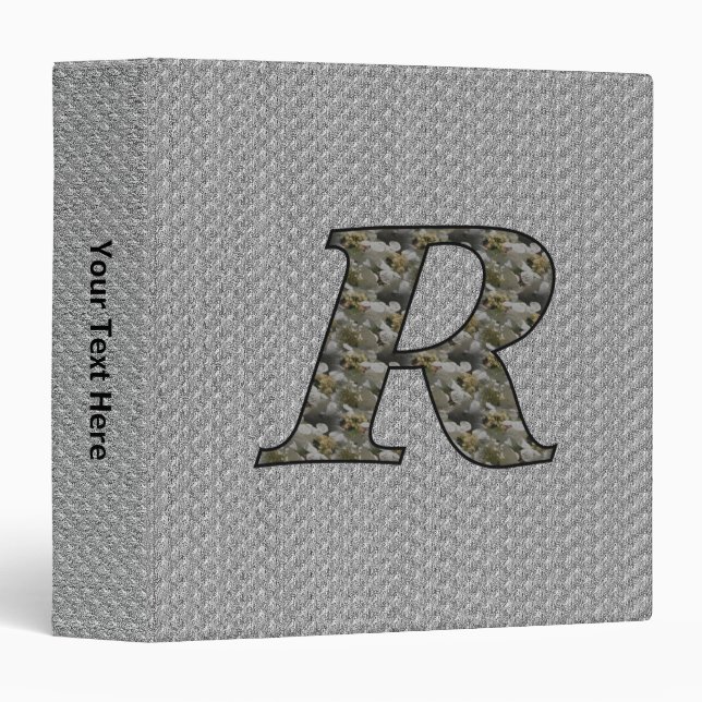 Monogram Initial R Hydrangea Flowers Personalized Binder (Front/Spine)