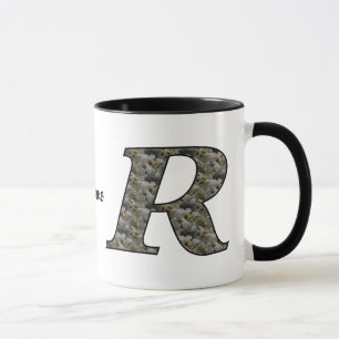 Monogram Initial R Hydrangea Flowers Personalized Mug