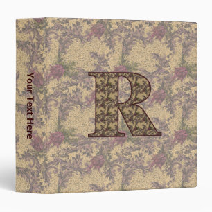 Monogram Initial R Vintage Floral Personalized Binder