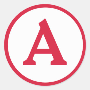 Monogram Initial Red Circle Sticker