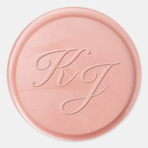 Monogram Initial Rose Wax Seal Sticker