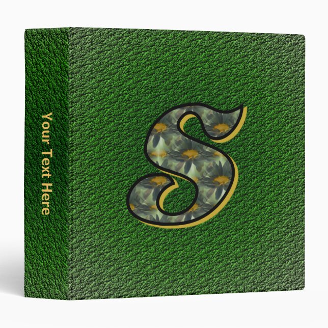 Monogram Initial S Daisies Art Personalized Binder (Front/Spine)