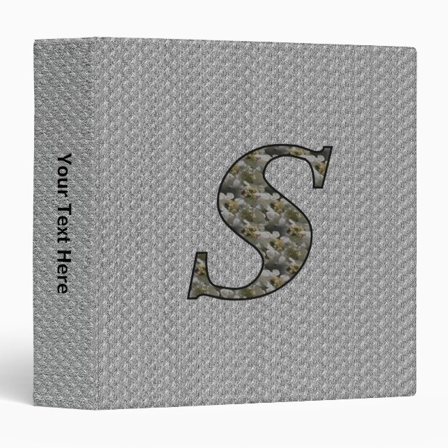 Monogram Initial S Hydrangea Flowers Personalized Binder (Front/Spine)