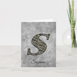 Monogram Initial S Hydrangea Flowers Personalized Note Card