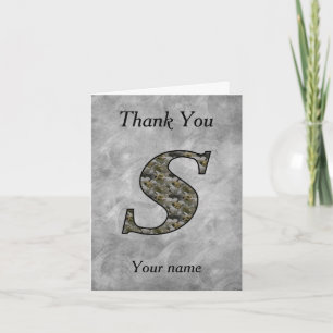 Monogram Initial S Hydrangea Flowers Personalized Thank You Card