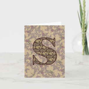 Monogram Initial S Vintage Floral Personalized  Note Card