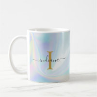 Monogram Initial Script Holographic Modern Mom