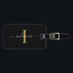 Monogram Initial Script Name Return Address Black Luggage Tag<br><div class="desc">Create your very own custom and personalized Monogram Initial Script Name Return Address Black Luggage Tag completely by clicking the "Personalize" button above. Use the "Customize it" button to further re-arrange and format the style and placement of text. Could easily be repurpose for other special events like anniversaries, baby shower,...</div>