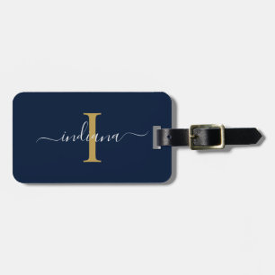 Monogram Initial Script Name Return Address Luggage Tag