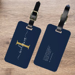 Monogram Initial Script Name Return Address Luggage Tag<br><div class="desc">Create your very own custom and personalized Monogram Initial Script Name Return Address Black Luggage Tag completely by clicking the "Personalize" button. Use the "Customize it" button to further re-arrange and format the style and placement of text. Could easily be repurpose for other special events like anniversaries, baby shower, birthday...</div>