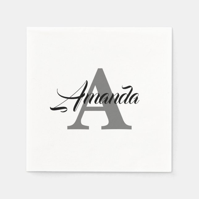 Monogram Initial Simple Elegant Custom Name Cool Napkin (Front)