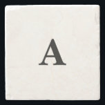 Monogram Initial Simple Elegant Custom Name Gift Stone Coaster<br><div class="desc">Designed with text template for monogrammed initial which you can customize!</div>