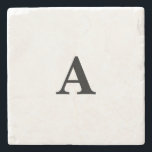 Monogram Initial Simple Elegant Custom Name Gift Stone Coaster<br><div class="desc">Designed with text template for monogrammed initial which you can customize!</div>