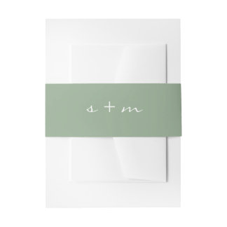 Monogram Initial Simple Modern Minimalist Wedding Invitation Belly Band