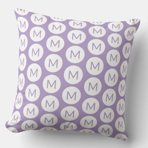 Monogram Initial Spot Pattern Personalized Lilac Throw Pillow