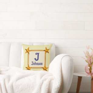 Monogram Initial Star Simple Housewarming Keepsake Throw Pillow