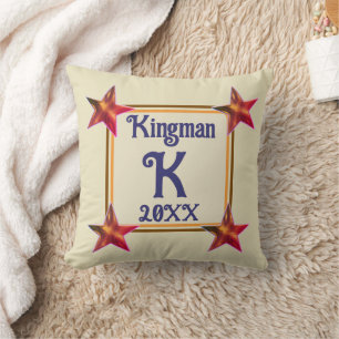 Monogram Initial Star Wedding New Home Keepsake Throw Pillow