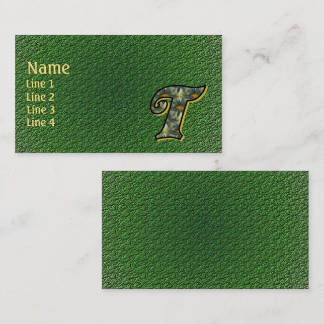 Monogram Initial T Daisies Floral Art Business Card (Front/Back)