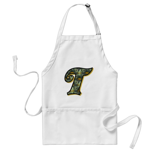 Monogram Initial T Daisies Floral Art Standard Apron (Front)
