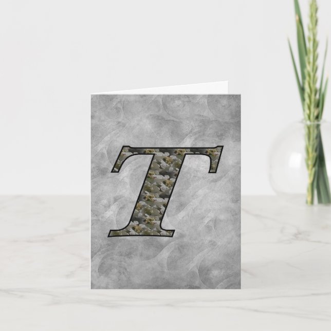 Monogram Initial T Hydrangea Flowers Personalized Note Card (Front)