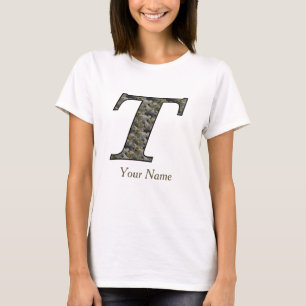 Monogram Initial T Hydrangea Flowers Personalized T-Shirt