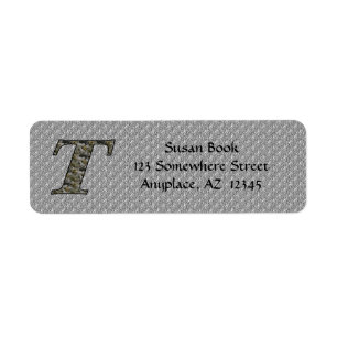 Monogram Initial T Hydrangea Return Address 