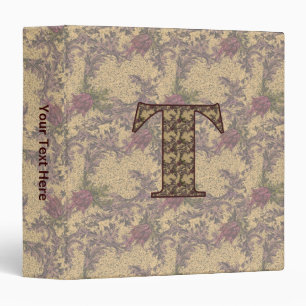 Monogram Initial T Vintage Floral Personalized Binder