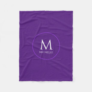 Monogram Initial Template Royal Purple Custom Fleece Blanket