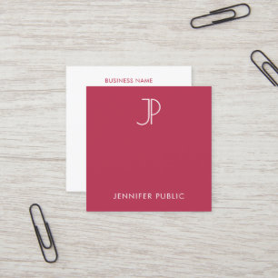 Monogram Initial Trend Colour Viva Magenta Modern Square Business Card