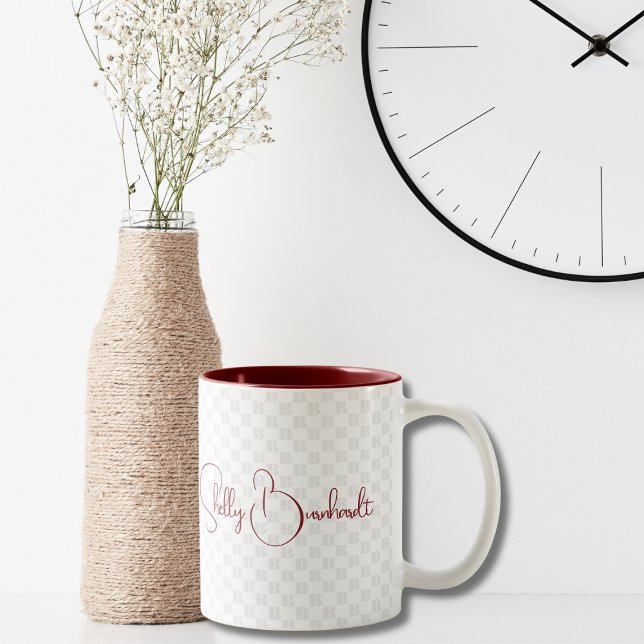 Monogram Initial Typography Modern Simple Two-Tone Coffee Mug (Creator Uploaded)