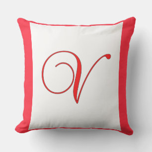 Monogram Initial V Square Plush Outdoor Patio Pillow