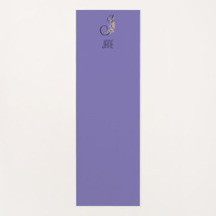 Monogram initial watercolor flower lavender yoga mat