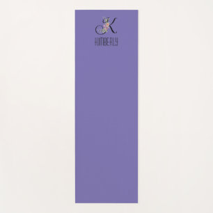 Monogram initial watercolor flower lavender yoga mat