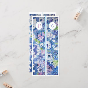 Monogram Initial Whimsical Flowers Two Bookmarks