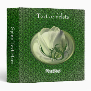 Monogram Initial White Tulip Flower Personalized Binder