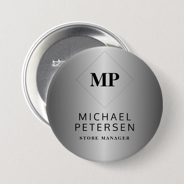 Monogram initials and name personalized  3 inch round button (Front & Back)