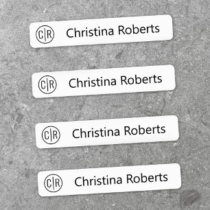Monogram initials and text fabric clothing labels