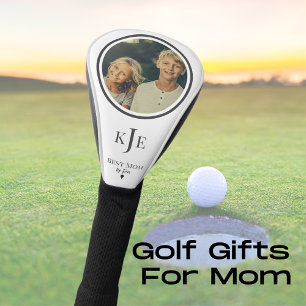 Monogram Initials Best Mom By Par Black and White Golf Head Cover