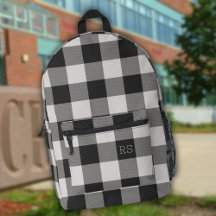 Monogram Initials Black Gingham Buffalo Check