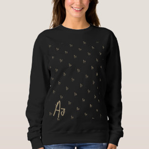 Monogram Initials Black Gold Sweatshirt