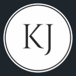 Monogram Initials Black White Minimalist Wedding Classic Round Sticker<br><div class="desc">Printed with monogram initial (which you can edit,  change and personalize) in black and white background. Design available in all sizes,  just choose the right size that you need.</div>