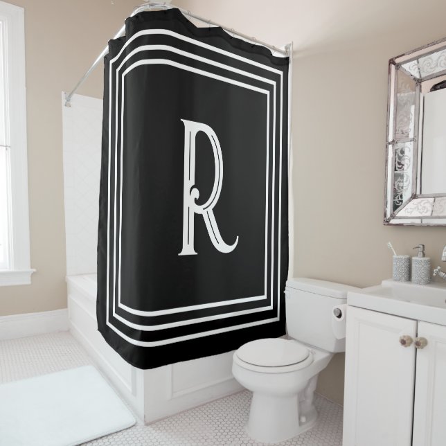 Monogram Initials Black White Script Stylish (In Situ)