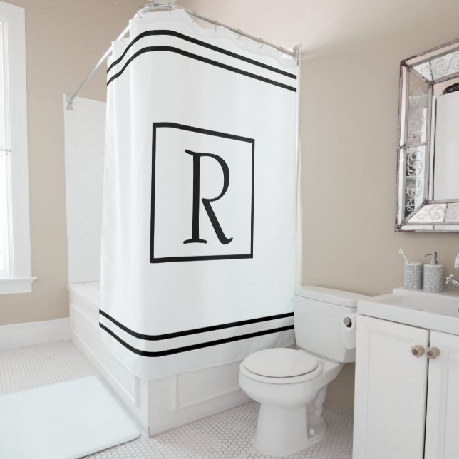 Monogram Initials Black White Striped Boxed Custom (In Situ)
