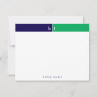 Monogram Initials Blue Green Band Stationery