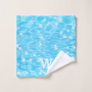 Monogram Initials blue water ripple water textures Wash Cloth